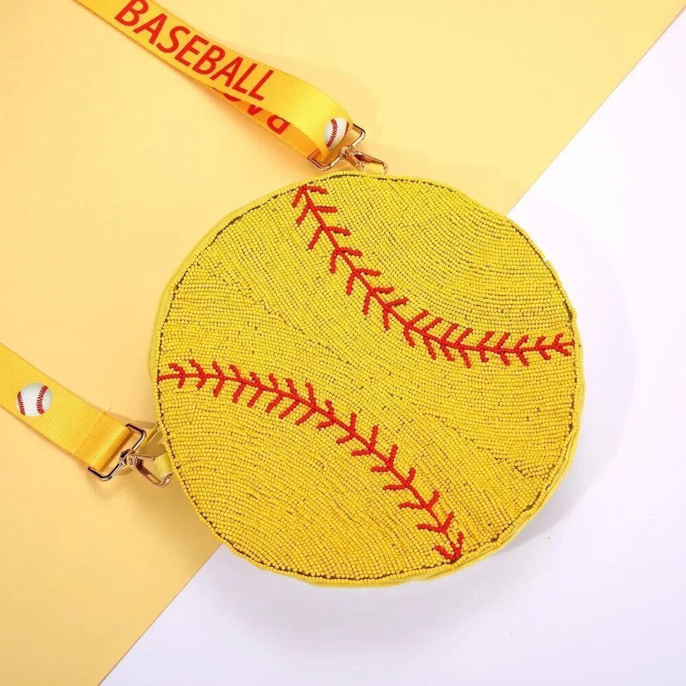 Beaded Sports Purse for Women Baseball Basketball Soccer Crossbody Shoulder Bag